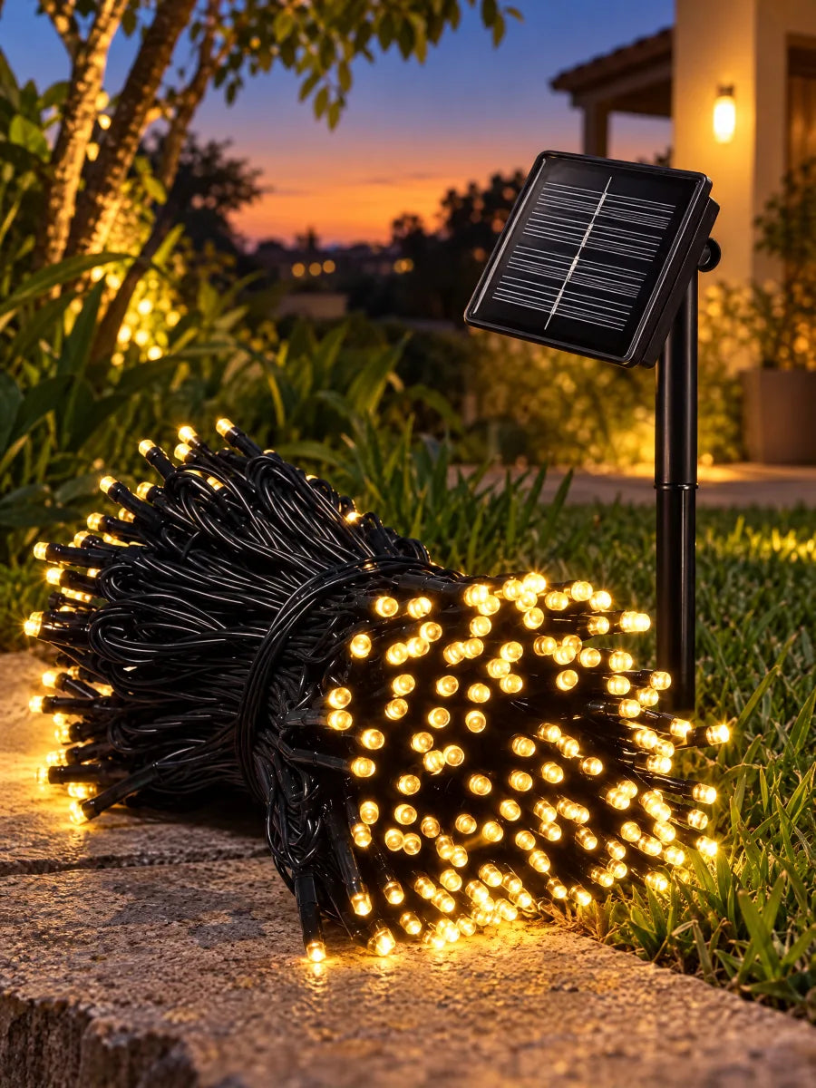 Pisca-pisca solar acendendo sozinho ao anoitecer pelo sensor de luz
